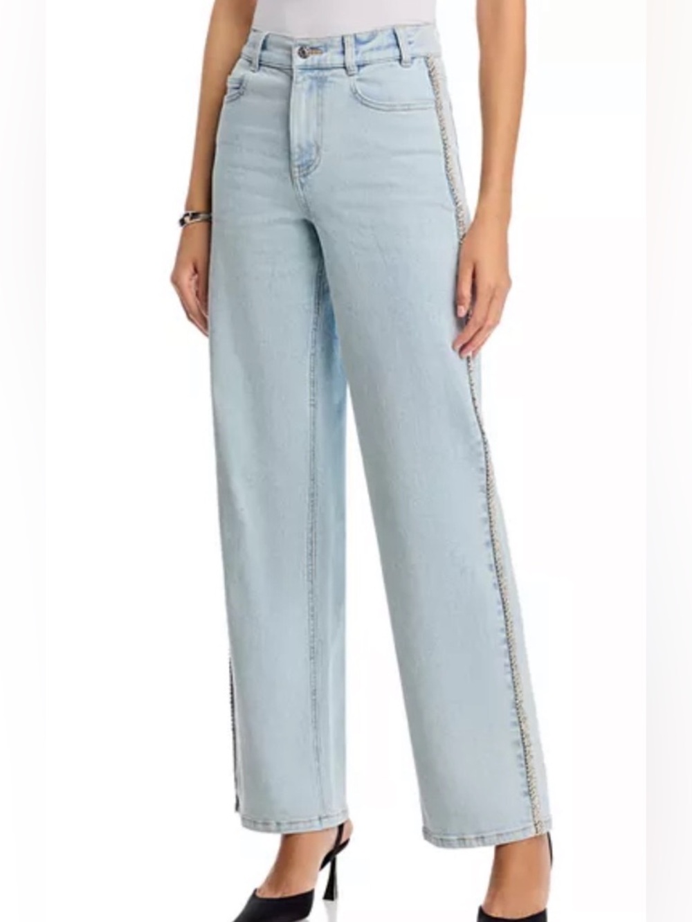 Generation Love Erika Crystal Embellished High Rise Jeans in Light Blue 29